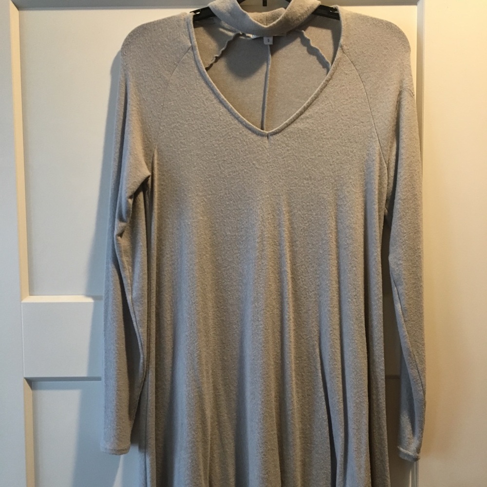 SUPER Soft White/Gray Swing Sweater Dress